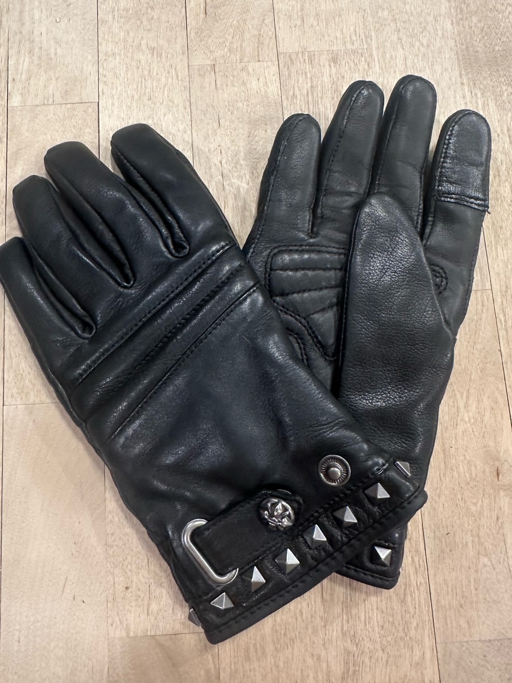 VTG Harley Davidson Motorcycles Women's Leather Riding Gloves Studded Biker